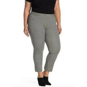 Amanda + Chelsea Black White Houndstooth Taper Leg Stretch Pant Size 22w